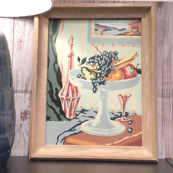 Vintage Other - Vintage MCM Framed Paint by number still life RARE